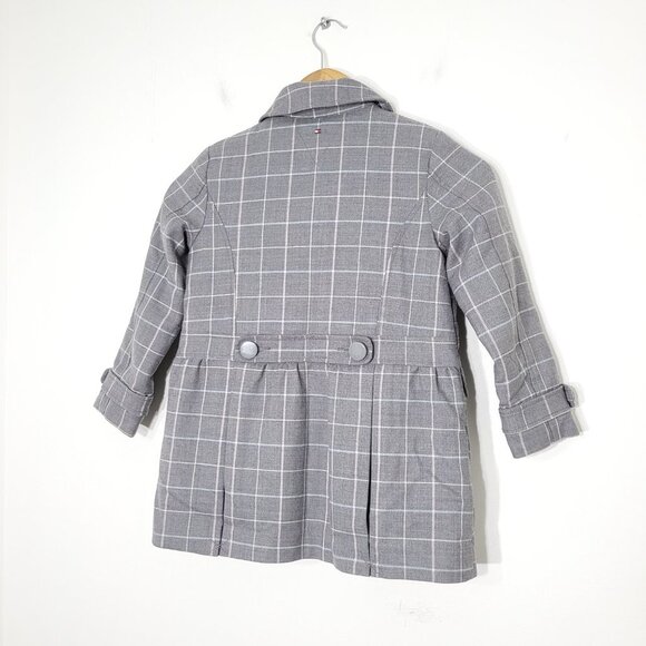 Tommy Hilfiger Gray Girl Windowpane Check Button Front Peplum Coat Jacket Size 5 - Picture 9 of 14
